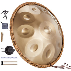 Handpan Drum 22 in 10 Notes D Minor Hand Drum Instrument with Mallet