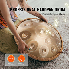 Handpan Drum 22 in 12 Notes D Minor Hand Drum Instrument with Mallet