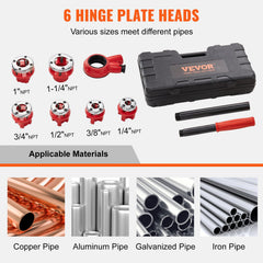 Ratchet Pipe Threader Kit, 1/4" NPT - 1-1/4" NPT Manual Ratcheting Pipe Threader, Portable Pipe Threading Tool Set with 6PCS NPT Dies, Storage Case for Galvanized Aluminum Iron Copper Pipes