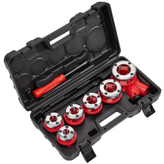 Ratchet Pipe Threader Kit, 1/4" NPT - 1-1/4" NPT Manual Ratcheting Pipe Threader, Portable Pipe Threading Tool Set with 6PCS NPT Dies, Storage Case for Galvanized Aluminum Iron Copper Pipes