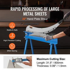 800mm Manual Hand Plate Shear for Metal Sheet Processing, Benchtop Cutter with Q235 Material, for Crafts Thick Steel Crafting, Heavy Duty Roll Press Machine for Builders, DIY Enthusiasts