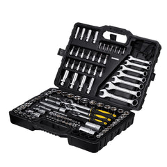 121-Piece Mechanics Tool Set 1/4" 3/8" 1/2" Drive Sockets SAE and Metric
