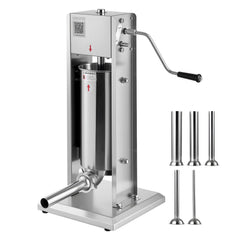 Manual Sausage Stuffer, 11 LBS / 5 L Vertical Meat Stuffer, Dual-Speed Sausage Casing Meat Filling Machine, Stainless Steel Heavy Duty Filler with 5 Stuffing Tubes, for Commercial & Home Use