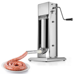 Manual Sausage Stuffer, 11 LBS / 5 L Vertical Meat Stuffer, Dual-Speed Sausage Casing Meat Filling Machine, Stainless Steel Heavy Duty Filler with 5 Stuffing Tubes, for Commercial & Home Use