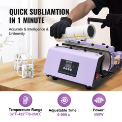 Tumbler Heat Press Machine 11-30oz Mug Press Sublimation Tumblers Purple