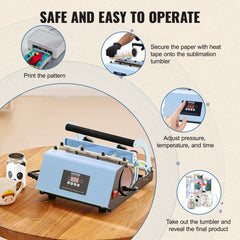 Tumbler Heat Press Machine 11-30oz Mug Press Sublimation Tumblers Blue