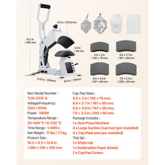 Hat Heat Press Machine, with 4 Interchangeable Platens and Caps Stretcher, Precise Temperature & Time Control, Heat Press for Hats and Caps, for HTV Iron On and Sublimation Projects, White