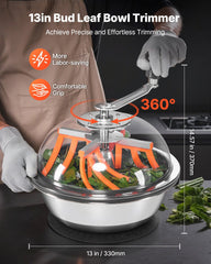 Bud Leaf Bowl Trimmer, 335 mm Manual Bud Trimmer, with Sharp Stainless Steel Blades, Visual Cutting, Wet & Dry Hydroponic Cutting Machine, Twisted Spin Cut for Plants Leaves Buds Flowers