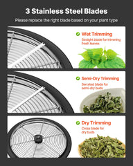 Bud Leaf Bowl Trimmer, 335 mm Manual Bud Trimmer, with Sharp Stainless Steel Blades, Visual Cutting, Wet & Dry Hydroponic Cutting Machine, Twisted Spin Cut for Plants Leaves Buds Flowers