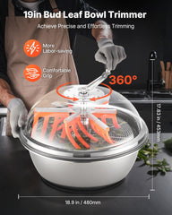 Bud Leaf Bowl Trimmer, 490 mm Manual Bud Trimmer, with Sharp Stainless Steel Blades, Visual Cutting, Wet & Dry Hydroponic Cutting Machine, Twisted Spin Cut for Plants Leaves Buds Flowers