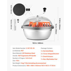 Bud Leaf Bowl Trimmer, 490 mm Manual Bud Trimmer, with Sharp Stainless Steel Blades, Visual Cutting, Wet & Dry Hydroponic Cutting Machine, Twisted Spin Cut for Plants Leaves Buds Flowers