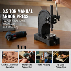 Arbor Press, 0.5 Ton Manual Arbor Press, 11.68" Maximum Height, Cast Iron Heavy-duty Manual Desktop Arbor Press, Precision Hand Press for Stamping, Bending, Stretching, Forming