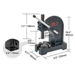 Arbor Press, 0.5 Ton Manual Arbor Press, 11.68" Maximum Height, Cast Iron Heavy-duty Manual Desktop Arbor Press, Precision Hand Press for Stamping, Bending, Stretching, Forming