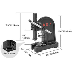 Arbor Press, 1 Ton Manual Arbor Press, 5.9" Maximum Height, Cast Iron Heavy-duty Manual Desktop Arbor Press, Precision Hand Press for Stamping, Bending, Stretching, Forming