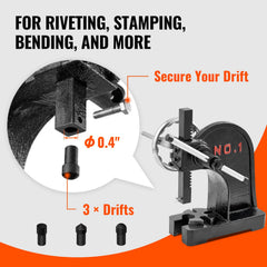 Arbor Press, 1 Ton Manual Arbor Press with Handwheel, 15cm Maximum Height, Cast Iron Heavy-duty Manual Desktop Arbor Press, Precision Hand Press for Stamping, Bending, Stretching, Forming