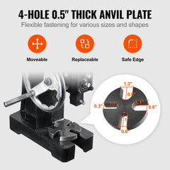 Arbor Press, 1 Ton Manual Arbor Press with Handwheel, 15cm Maximum Height, Cast Iron Heavy-duty Manual Desktop Arbor Press, Precision Hand Press for Stamping, Bending, Stretching, Forming