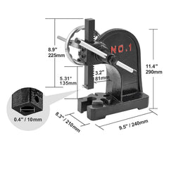 Arbor Press, 1 Ton Manual Arbor Press with Handwheel, 15cm Maximum Height, Cast Iron Heavy-duty Manual Desktop Arbor Press, Precision Hand Press for Stamping, Bending, Stretching, Forming