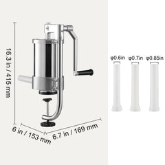 Sausage Stuffer 2.5LBS/1.5L Capacity Homemade Sausage Maker Stainless Steel