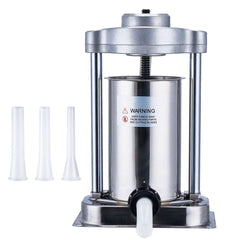 Manual Sausage Stuffer, 2 L / 5 LBS Vertical Sausage Machine with G-type Clamp, Food-Grade 304 Stainless Steel Barrel with 2 Stuffing Tubes, for Home Kitchen Restaurant Commercial