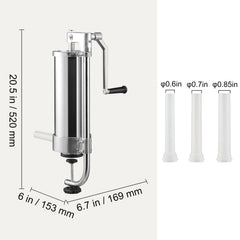 Sausage Stuffer 5LBS/3L Capacity Homemade Sausage Maker Stainless Steel