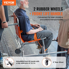 EMS Stair Chair, 159 kg Load Capacity, Foldable Aluminum Emergency Stair Climbing Wheelchair with 2 Wheels, Portable Stair Lift Chair Ambulance Firefighter Evacuation Use for Elderly, Disabled