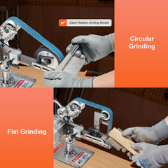 Belt Grinder Sander, 30 x 1-Inch Variable Speed Belt Polisher with VFD, 550W Polishing Grinding Machine with 2 Grinding Moulds & 3PCS Sanding Belts for Metalworking, Knife Making