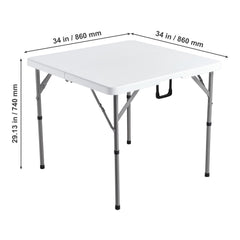 Mahjong Table, Fold-in-Half 4 Player Card Table with Wear-Resistant Green Tabletop, Portable Bi-Folding Square Domino Table with Carrying Handle for Outdoor Camping Picnic Party, 90 x90-inch