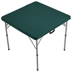 Mahjong Table, Fold-in-Half 4 Player Card Table with Wear-Resistant Green Tabletop, Portable Bi-Folding Square Domino Table with Carrying Handle for Outdoor Camping Picnic Party, 90 x90-inch