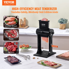 Commercial Meat Tenderizer, Heavy Duty Stainless Steel Meat Tenderizer Machine, Quick and Easy Manual Operation Kitchen Tool, 148mm Feed Port for Beef, Turkey, Chicken, Pork, Steak, and Fish