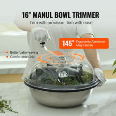 Leaf Bowl Trimmer 16'' Manual Bud Trimmer with Stainless-Steel Blades