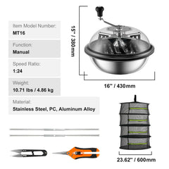 Leaf Bowl Trimmer 16'' Manual Bud Trimmer with Stainless-Steel Blades