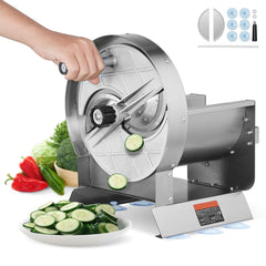 Manual Vegetable Fruit Slicer, 0-0.5"/0-12mm Thickness Adjustable Commercial Slicer Machine, Stainless Steel Food Cutter Slicing Machine with 2 Spare Blades, for Potato, Cucumber, Lemon, Tomato