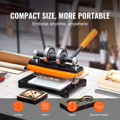 Leather Cutting Machine, 7.1 x 3.9 in Embossing Plate Manual Die Cutter, 0.47 in Pressure Stroke Leather Embossing Machine, Dual Guide Shafts Die Cut Machine for Various of Materials