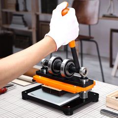 Leather Cutting Machine, 7.1 x 3.9 in Embossing Plate Manual Die Cutter, 0.47 in Pressure Stroke Leather Embossing Machine, Dual Guide Shafts Die Cut Machine for Various of Materials