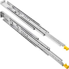Drawer Slides with Lock, 1 Pair 40 inch, Heavy-Duty Industrial Steel up to 500 lbs Capacity, 3-Fold Full Extension, Ball Bearing Lock-in & Lock-Out, Side Mount