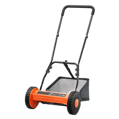 Push Reel Lawn Mower 35 cm, 5 Blades Manual Push Mower No Motor, 15-45 mm Adjustable Cutting Height, Walk-Behind Lawn Mowers with Grass Catcher Bag for Green Lawns, Driveways, Courtyards