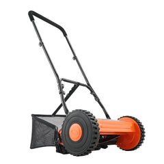 40cm Push Reel Lawn Mower 5-Blade Adjustable Height Grass Catcher 2-Wheel