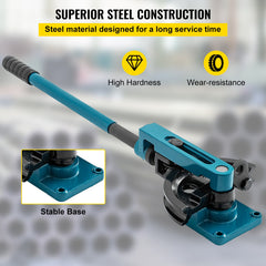 Pipe Tube Bender, 3/8" to 1" Manual Pipe Tube Bender, with 7 Dies, Heavy Duty Tube Bender Tubing of Steel Metal Copper, for Repair Shops, Blue