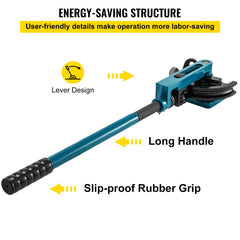 Pipe Tube Bender, 3/8" to 1" Manual Pipe Tube Bender, with 7 Dies, Heavy Duty Tube Bender Tubing of Steel Metal Copper, for Repair Shops, Blue