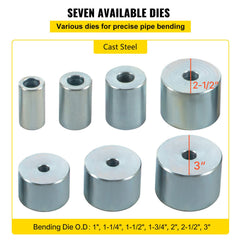 YP-9 Manual Bender, Soild Round Square Bar Metal Bender with 7 Bending Dies, Metal Rod Bar Bender Bending Tool for Construction Site Auto Repair