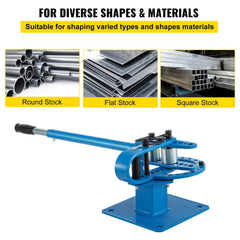 YP-9 Manual Bender, Soild Round Square Bar Metal Bender with 7 Bending Dies, Metal Rod Bar Bender Bending Tool for Construction Site Auto Repair