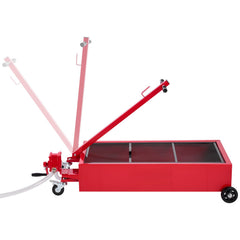 Low Profile Oil Drain Pan, 75.7 L Capacity, Rolling Oil Drain Pan with Manual Pump, 2.2 m Hose & T Folding Handle, Leak-proof & Corrosion-resistant, Fit for Cars, SUVs, Trucks, ATVs, Red