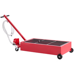 Low Profile Oil Drain Pan, 75.7 L Capacity, Rolling Oil Drain Pan with Manual Pump, 2.2 m Hose & T Folding Handle, Leak-proof & Corrosion-resistant, Fit for Cars, SUVs, Trucks, ATVs, Red