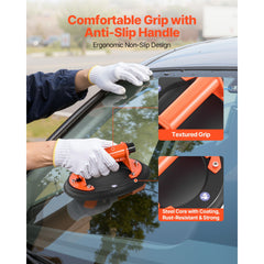 Vacuum Suction Cup, 203 mm Vacuum Glass Lifter with Metal Handle, 195 kg Max Lifting Capacity Tile Suction Cup Tool with Carrying Case for Lifting Large Tile, Granite, Drywall, Windows (2-Pack)