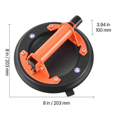 Vacuum Suction Cup, 203 mm Vacuum Glass Lifter with Metal Handle, 195 kg Max Lifting Capacity Tile Suction Cup Tool with Carrying Case for Lifting Large Tile, Granite, Drywall, Windows (2-Pack)