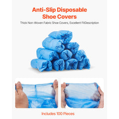 Shoe Cover Dispenser, Automatic Shoe Covers Dispenser with 100 Pcs of Non-Slip Disposable Shoes Covers, Fits Size Up to US 11, for Home, Office, Lab, Factory, Hospital, Indoor Use, Silver
