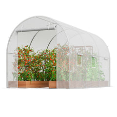 Walk-in Tunnel Greenhouse 9.58x6.43x6.23ft Galvanized Frame PE Cover White