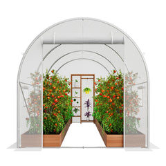Walk-in Tunnel Greenhouse 9.58x6.43x6.23ft Galvanized Frame PE Cover White