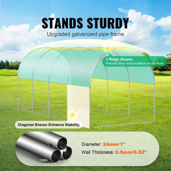 Walk-in Tunnel Greenhouse 14.6x6.36x6.3ft Galvanized Frame PE Cover Green