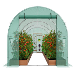 Walk-in Tunnel Greenhouse 14.6x6.36x6.3ft Galvanized Frame PE Cover Green